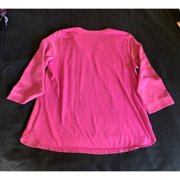 Van Heusen Womens Size Large Pink V-Neck Blouse with 3/4 Sleeves - Picture 7 of 7